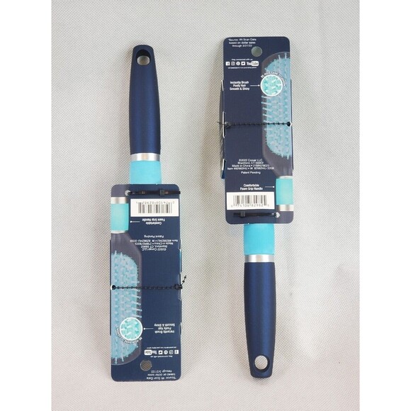 Lot of 2 Conair Quick Smooth Dry-Style De-Poof Cushion Hair Brush Blue New! - Picture 3 of 5